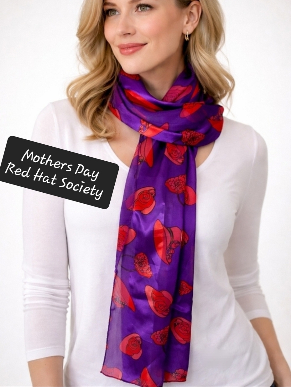 Bon Worth Red Hat‎ Society Rectangular Scarf